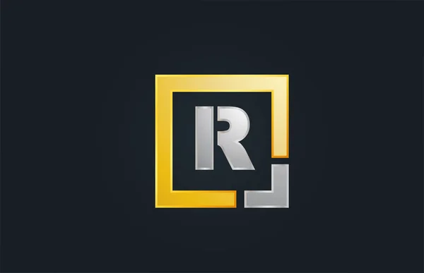 Arany ezüst fém betű R ábécé logó design ikon üzletek — Stock Vector