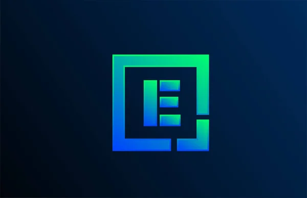 Azul letra verde E alfabeto logotipo ícone de design para o negócio — Vetor de Stock