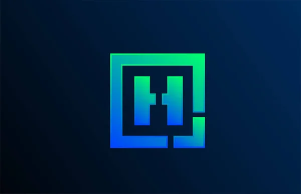 Iş için mavi yeşil harf H alfabesi logo tasarımı simgesi — Stok Vektör