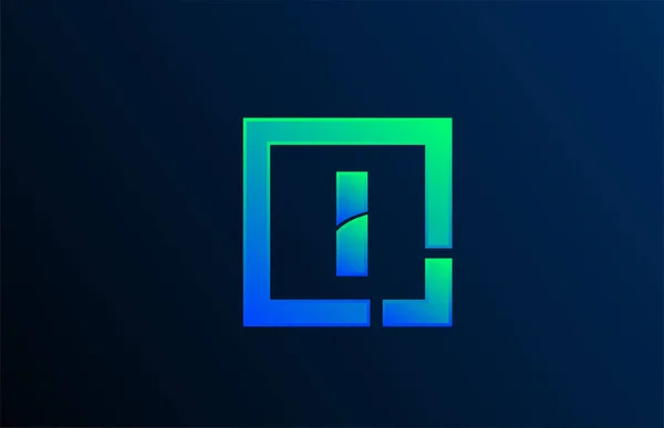 Azul letra verde I alfabeto logotipo icono de diseño para los negocios — Vector de stock