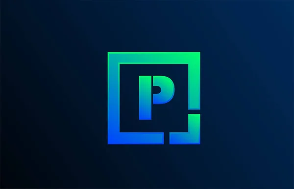 Blauw groene letter P alfabet logo design icoon voor bedrijven — Stockvector