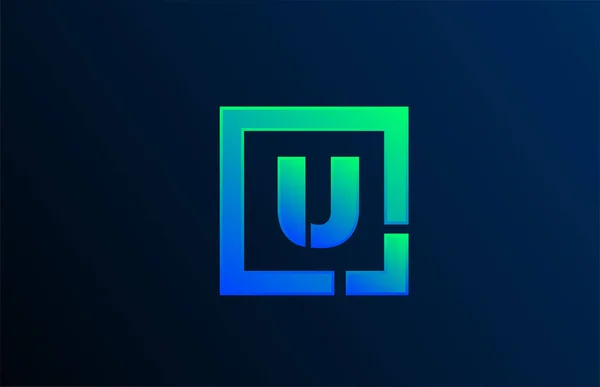 Azul letra verde letra U alfabeto logotipo icono de diseño para los negocios — Vector de stock