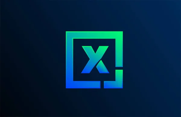 Iş için mavi yeşil harf X alfabe logo tasarımı simgesi — Stok Vektör