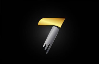 Şirketin tasarımı için gümüş sarısı yaratıcı 7 numaralı logo simgesi