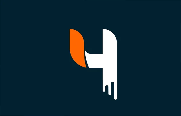 Orange white creative number 4 logo icon for company design — ストックベクタ