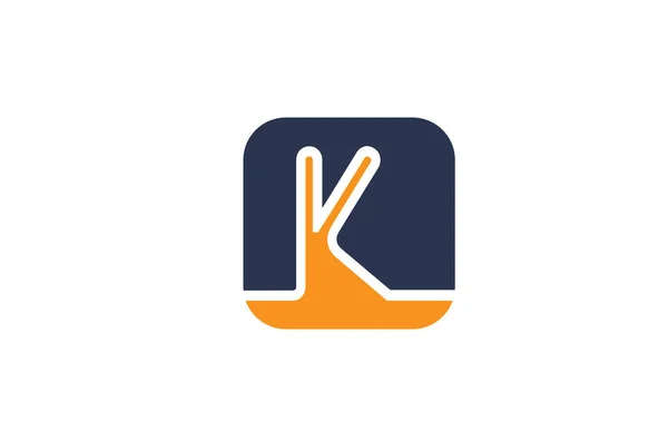 Orange blue letter K alphabet logo design icon for company or bu — Stock Vector