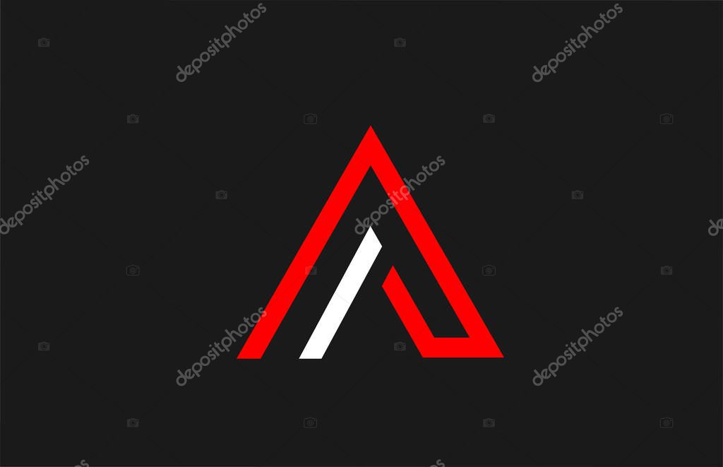 Black white red line letter A alphabet logo design icon for company Suitable as a business logotype