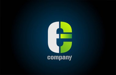 Şirket için mavi yeşil beyaz logo e alfabe harf tasarım simgesi