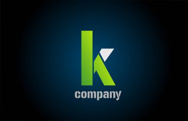 Şirket için mavi yeşil beyaz logo k alfabe harf tasarım simgesi