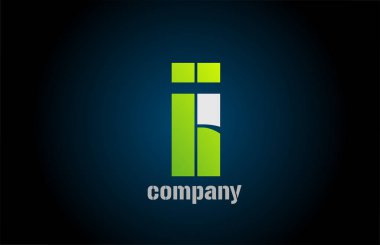 Şirket için mavi yeşil beyaz logo i alfabe harf tasarım simgesi
