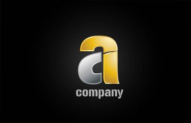 Altın gümüş metal logosu şirket için bir alfabe harf tasarım simgesi