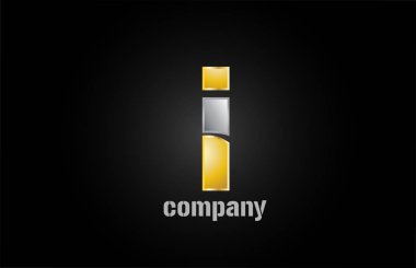 Şirket için altın gümüş metal logo i alfabe harf tasarım simgesi