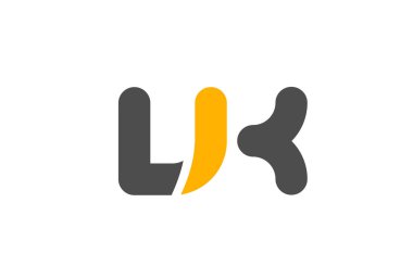Sarı gri logo harfi Vk V K alfabe tasarım simgesi