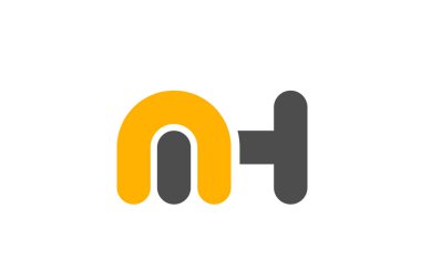 Sarı gri logo harfi Mh M H alfabe tasarım simgesi