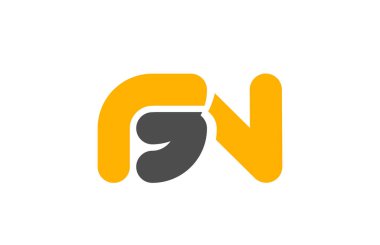 sarı gri logo harfi Bn B N alfabe tasarım simgesi