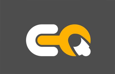 sarı beyaz gri kombinasyon logo harfi Eq E Q alfabe tasarımı