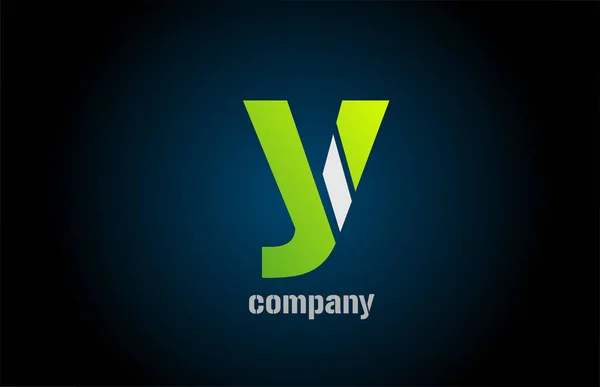 Modrá zelená bílá logo y abeceda písmeno design ikona pro společnost — Stockový vektor