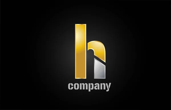 Şirket için altın gümüş metal logosu h alfabe harf tasarım simgesi — Stok Vektör