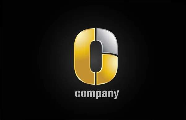Gouden zilveren metalen logo o alfabet letter ontwerp icoon voor bedrijf — Stockvector