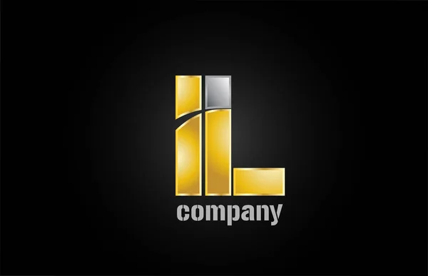 Ouro prata metal logotipo l alfabeto letra design ícone para a empresa — Vetor de Stock