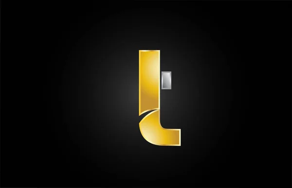 Guld silver metall logotyp t alfabet bokstav design ikon för företag — Stock vektor
