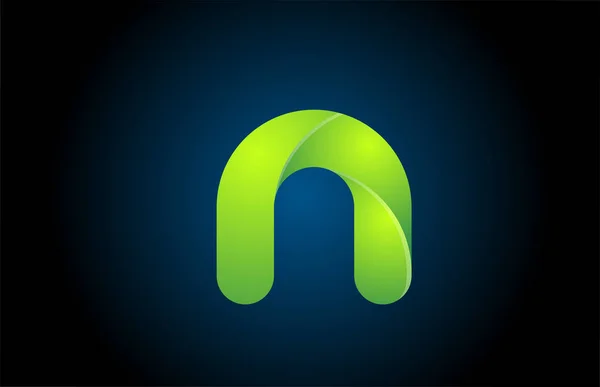회사를 위한 녹색 경사 로고 N 알파벳 글자 디자인 아이콘 — 스톡 벡터