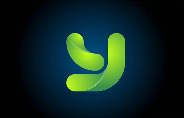 Zöld gradiens logó y ábécé betű design ikon cég — Stock Vector
