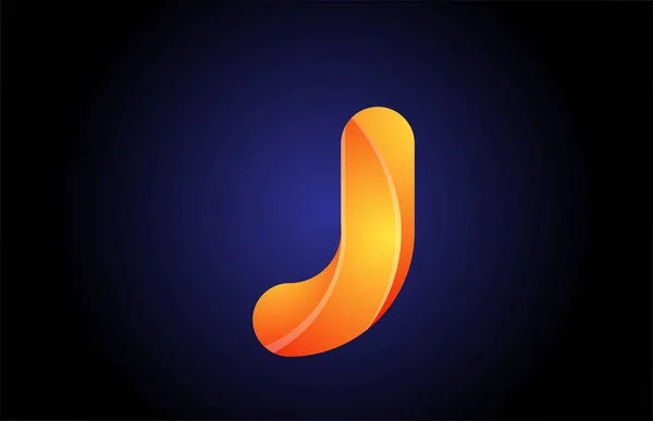Oranžové modré logo přechodu j abeceda písmeno design ikona pro comp — Stockový vektor