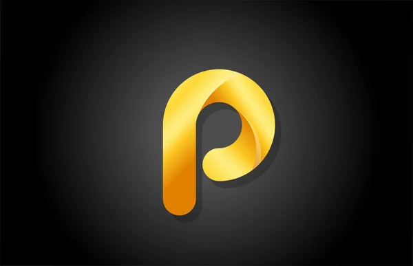 Gouden gradiënt logo p alfabet letter ontwerp pictogram voor comp — Stockvector