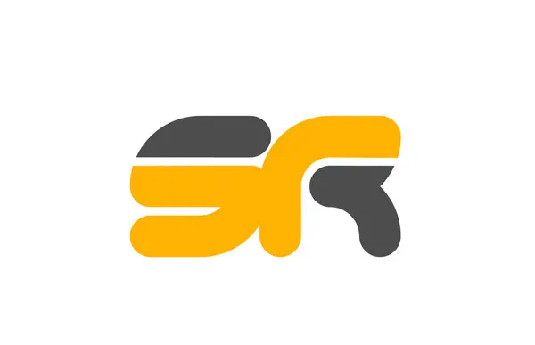 Amarelo cinza combinação logotipo letra SR S R alfabeto design ícone — Vetor de Stock