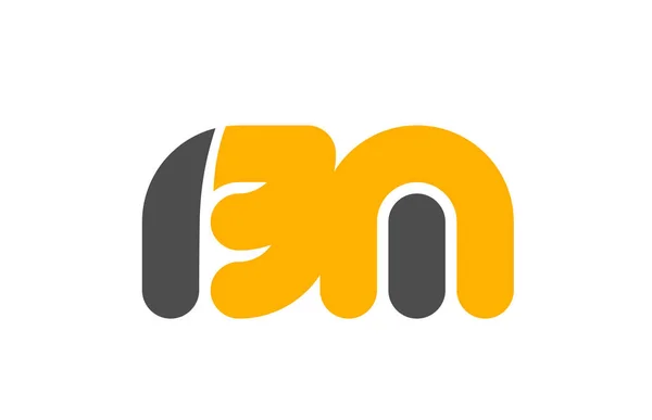 Gul grå kombination logotyp bokstav Bn B N alfabet design ikon — Stock vektor