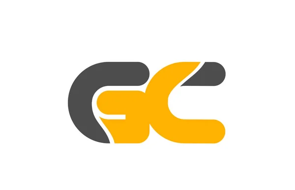Sarı gri kombinasyon logo harfi Gc G C alfabe tasarım simgesi — Stok Vektör