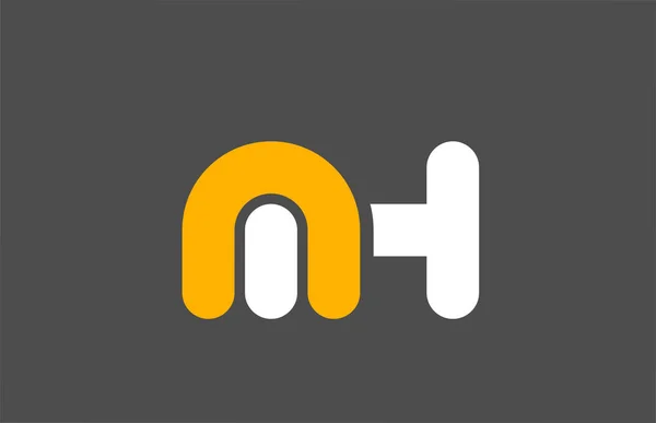 Žlutá bílá kombinace logo písmeno Mh M H abeceda design — Stockový vektor