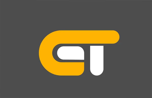 Jaune blanc gris combinaison logo lettre GT G T alphabet design — Image vectorielle
