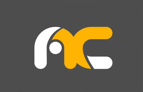 Yellow white grey combination logo letter AC A C alphabet design — Stock Vector