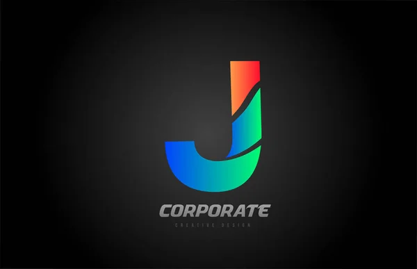 Μπλε πορτοκαλί γράμμα J αλφάβητο λογότυπο εικονίδιο σχεδιασμού για την εταιρεία — Διανυσματικό Αρχείο