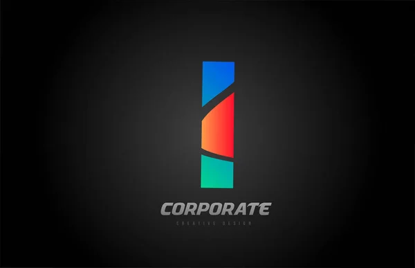 Azul laranja letra eu alfabeto logotipo ícone de design para a empresa — Vetor de Stock