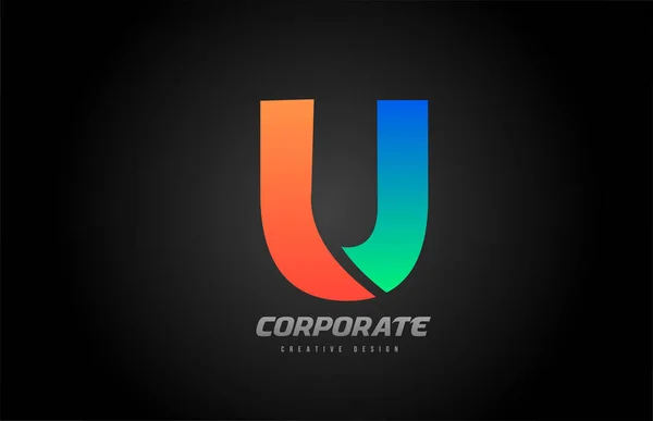 Azul naranja letra U alfabeto logotipo icono de diseño para la empresa — Archivo Imágenes Vectoriales