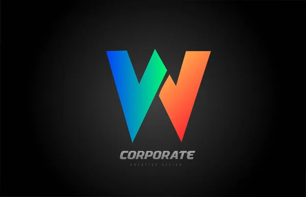 Bleu orange lettre W alphabet logo icône de conception pour l'entreprise — Image vectorielle