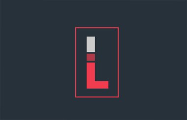 Şirket için kırmızı gri logo L alfabesi harf dizayn simgesi