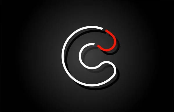 Fehér piros betű c ábécé logó design ikon cég — Stock Vector