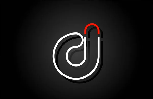 Branco vermelho letra d alfabeto logotipo ícone de design para a empresa — Vetor de Stock