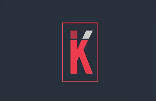 빨간 회색 로고 K 알파벳 글자 디자인 아이콘 회사 용 — 스톡 벡터