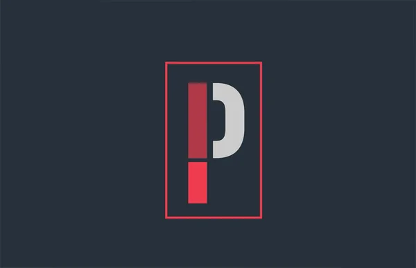회사를 위한 빨간 회색 로고 P 알파벳 글자 디자인 아이콘 — 스톡 벡터