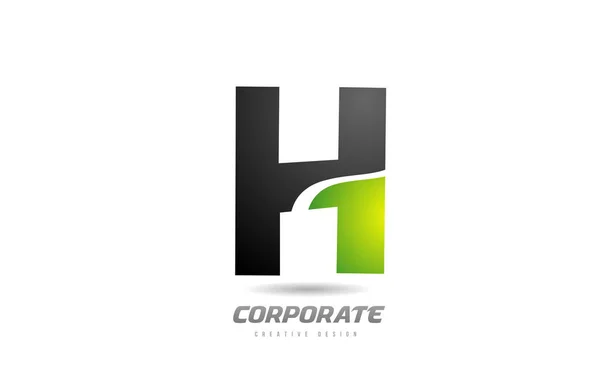 Negro verde logotipo letra H alfabeto icono de diseño para los negocios — Vector de stock