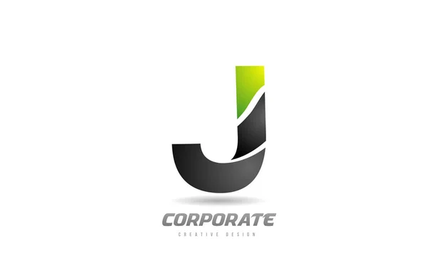 Μαύρο πράσινο λογότυπο γράμμα J αλφάβητο εικονίδιο σχεδιασμού για τις επιχειρήσεις — Διανυσματικό Αρχείο