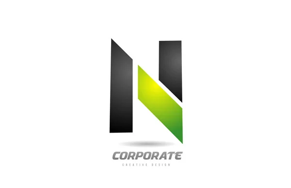 Black green logo letter N alphabet design icon for business — Stock Vector
