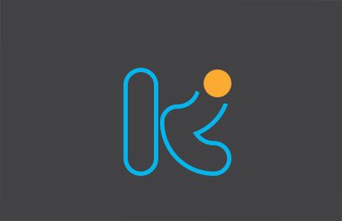 Busin için mavi turuncu ile K harfi alfabe dizayn simgesi