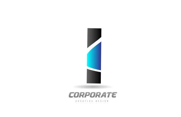 Blu nero alfabeto lettera I logo icona design per le imprese — Vettoriale Stock