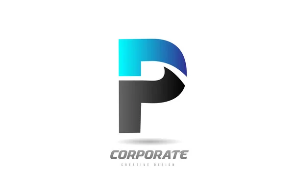 Blauw zwart alfabet letter P logo pictogram ontwerp voor het bedrijfsleven — Stockvector